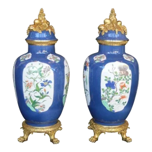 Pair of 19th Century Ormolu-Mounted Chinese Porcelain Vases