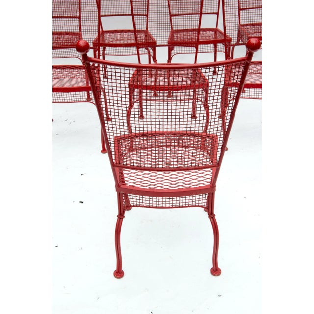 1970s Red Mid Century Woodard Metal Dining Chairs - Set of 8 For Sale - Image 5 of 13