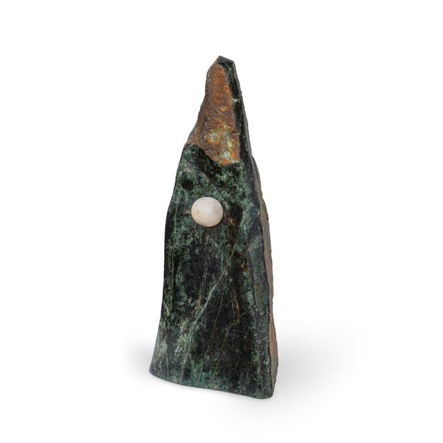 Roland Berger, Gaze in Motion, Green Marble with Alabaster Inlays For Sale - Image 3 of 6