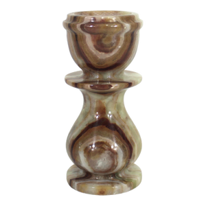 Vintage Onyx Marble Stone Candle Holder, Tea Light Votive Amber, Natural, Brown Veining, Shelf Styling Decor
