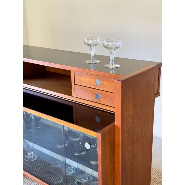 Glass & Teak Drinks Bar by Erik Buch for Dyrlund, Denmark, 1960s For Sale - Image 11 of 17
