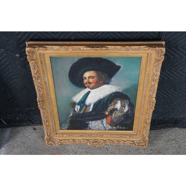 Late 20th Century Late 20th Century The Laughing Cavalier After Frans Hals Oil Painting on Canvas Framed For Sale - Image 5 of 12