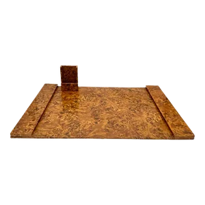 Vintage Burlwood Desk Accessories - 2 Piece Set