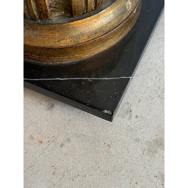 Pair of Neoclassical Gilt Wood Pedestals With Black Marble Tops For Sale - Image 9 of 12