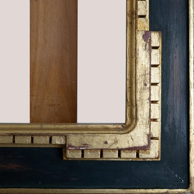 Art Deco Hand-Carved Frame with Black and Gilt Detailing, 1920s, in Good conditions. Designed 1920 to 1949