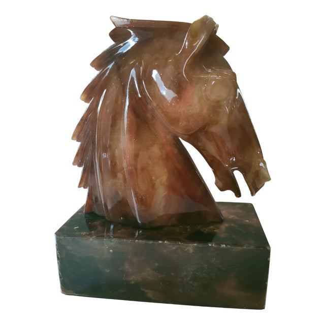 Alabaster Horse Head Sculpture, 1960s For Sale