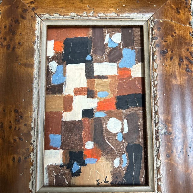 Contemporary original abstract painting by Stephen Heigh. Signed and framed. Measures approximately 3.5x5.5 or 7.25x9.25...