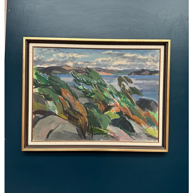 Swedish School, Rocky Shoreline, 1950s, Oil on Canvas, Framed For Sale - Image 14 of 18