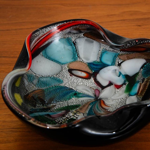 Mid Century Modern Smoking Ashtray Art Glass Multicolored Glaze Vintage Catch All For Sale - Image 10 of 12