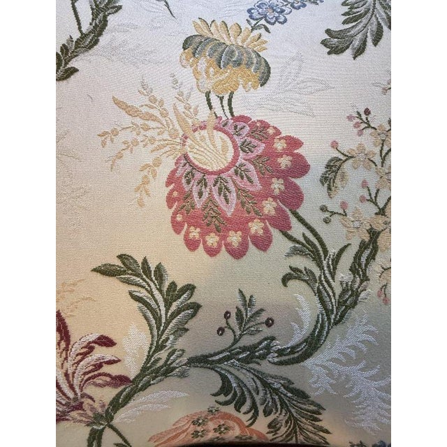 Brown Louis Xv Style Armchairs Upholstered in Floral Fabric, Set of 2 For Sale - Image 8 of 9