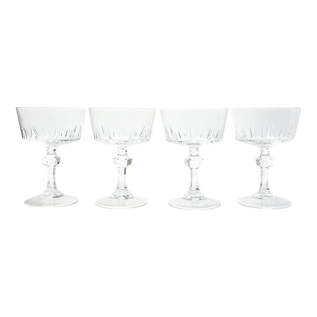 1990s Princess House “Esprit” Set of 4 Champagne Coupe Glasses For Sale