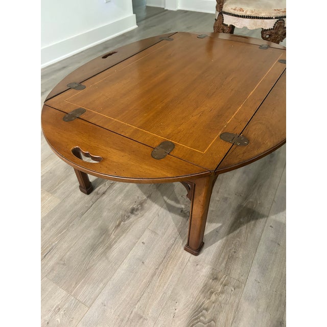 1950s 1958 Mid -Century Modern Drexel Walnut Oval Coffee Table For Sale - Image 5 of 10
