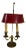 Brass and Tole Electrified Bouillotte Lamp with a Red Shade, 19th Century For Sale