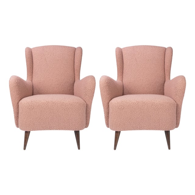1960s Pink Bouclé Lounge Chairs - Set of 2 For Sale