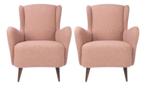 1960s Pink Bouclé Lounge Chairs - Set of 2