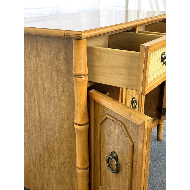 Mid Century Modern Chinoiserie Faux Bamboo Credenza by Broyhill Circa 1960's For Sale - Image 9 of 13