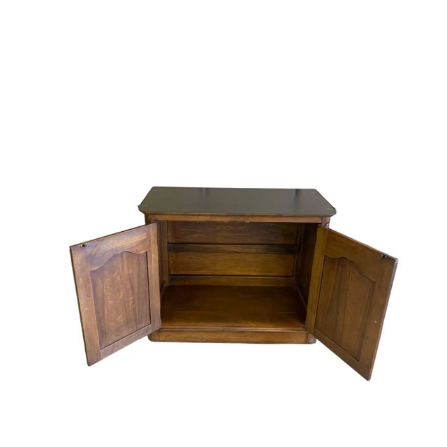 Wood Mid 20th Century Drop Fold Out Dry Bar Tea Serving Cart With Cabinet For Sale - Image 7 of 10