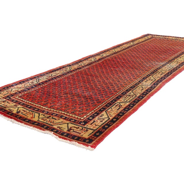 79283 Vintage Persian Mahal Rug, 03'06 x 10'00. An exclusive treasure of Persian artistry, this vintage hand-knotted Mahal...