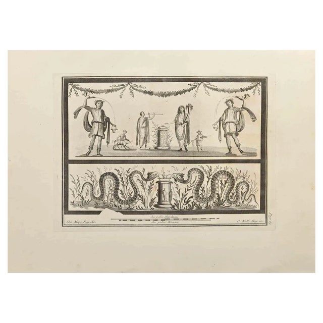 Carlo Nolli, Serpents and Roman Ceremony, Etching, 18th Century For Sale