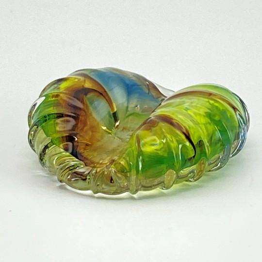 Glass Small Cowrie Shell Paperweight, Seashell Glass Sculpture/Figurine (Vintage Art Glass) For Sale - Image 7 of 14