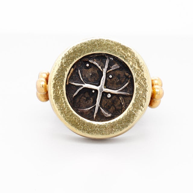 Gold Retro 18k Signet Ring With an Ancient Athenian Drachma Coin For Sale - Image 8 of 15