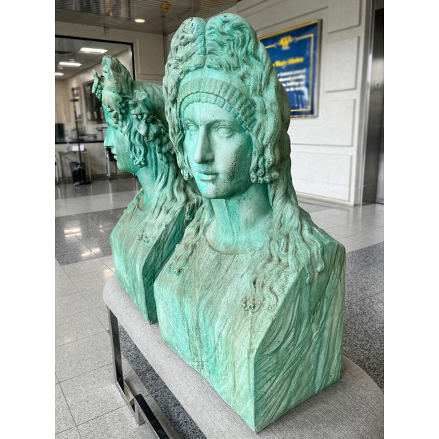 Verdigris Sculptural Replica Casts of Roman Flavian Figures - A Pair For Sale - Image 4 of 11