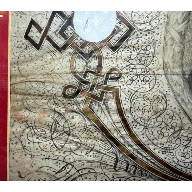 Rare Antique 17th Century Calligraphic Bust Portrait of Charles II of England For Sale - Image 14 of 16