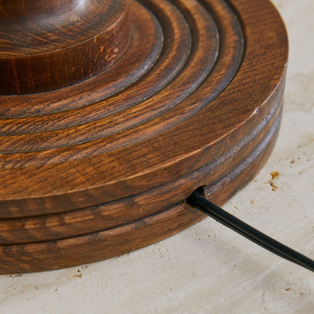 Charles Dudouyt French Wood Table Lamp Attributed to Charles Dudouyt, 1950 For Sale - Image 4 of 6