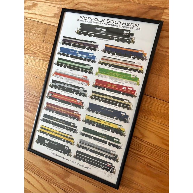 Signed and dated by the artist Andy Fletcher, this rare framed poster was made in 2012 as part of Norfolk and Southern's...