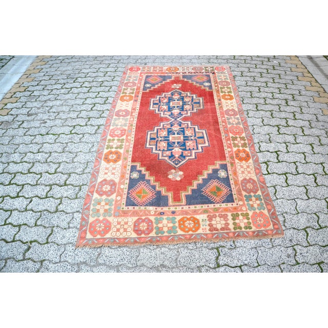 1960s Vintage Red Wool Rug For Sale - Image 11 of 11