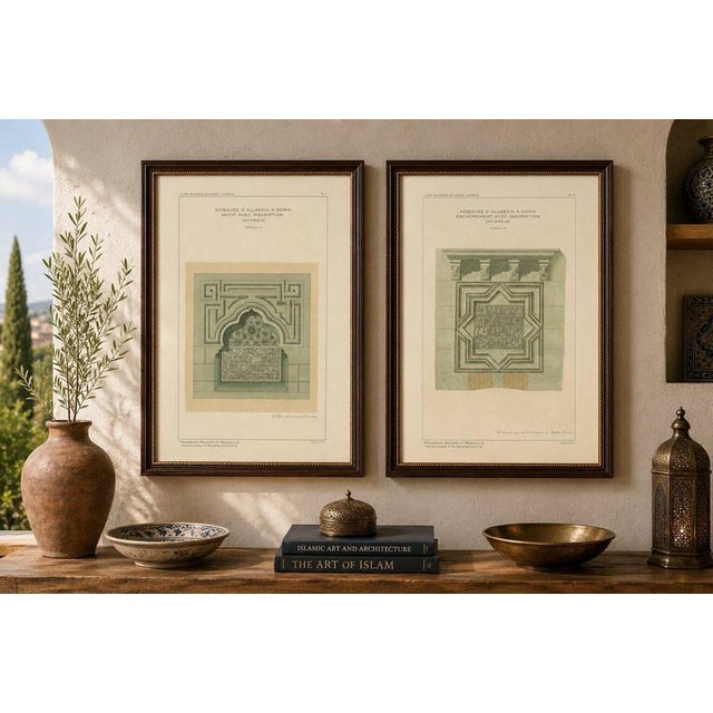 1920s Alexandre M. Raymond, Islamic Architectural Ornament Prints, Konya Mosque Inscriptions, 1924, Chromolithographs, Set of 2 For Sale - Image 5 of 9