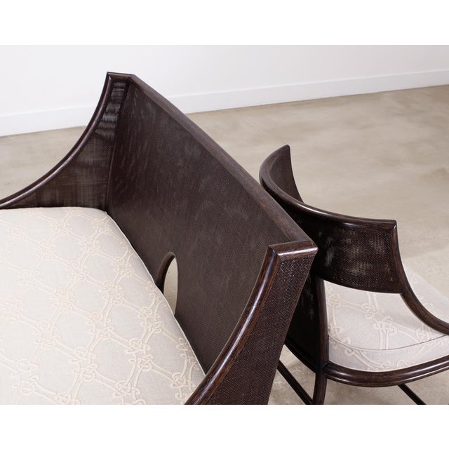 Barbara Barry for McGuire Rattan Cane Settee and Armchair For Sale In Sacramento - Image 6 of 18