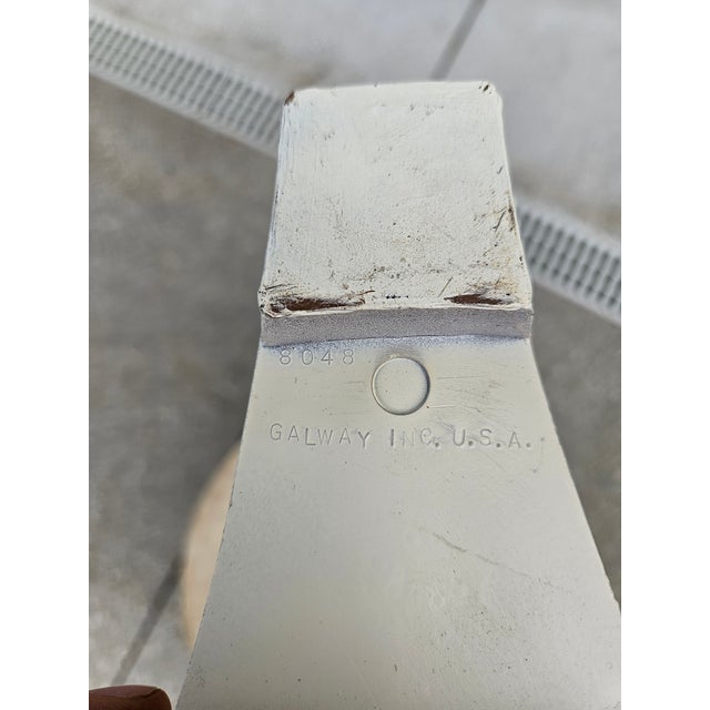 Round Faux Marble Top Side Table Plant Stand -Off White and Cream For Sale - Image 9 of 11