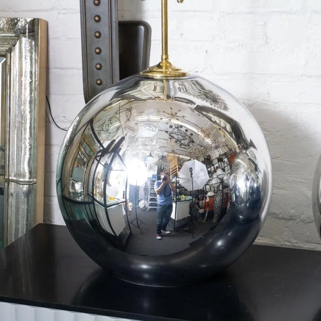 1960s Mid-Century Modern Large Spherical Mercury Glass Lamps - a Pair For Sale - Image 4 of 7