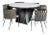 Contemporary Gray Round Marble Top Waterfall Dining Set - 7 Pieces For Sale