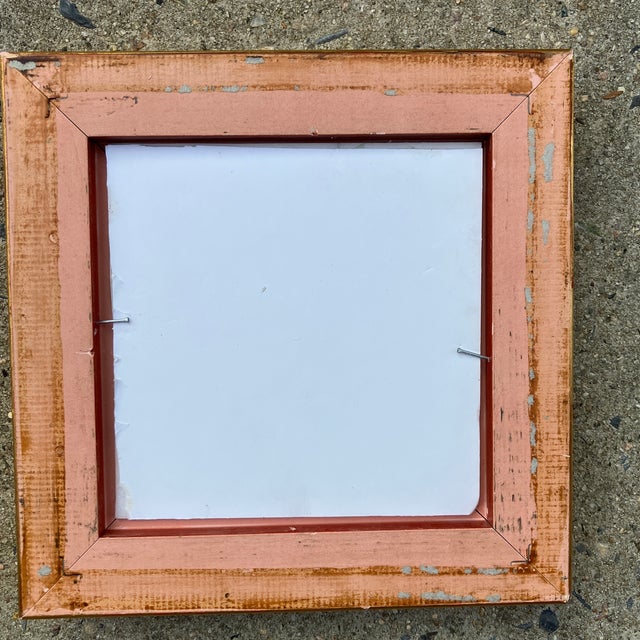Abstract 1980’s Original Small Abstract Painting Fancy Gilt Wood Frame For Sale - Image 3 of 3