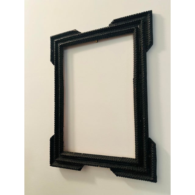 Folk Art Antique Hand Made Tramp Art Frame For Sale - Image 3 of 5