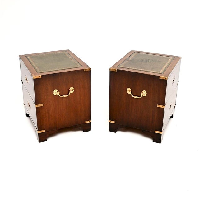 Vintage Military Campaign Bedside Chests, 1950, Set of 2 For Sale - Image 4 of 11