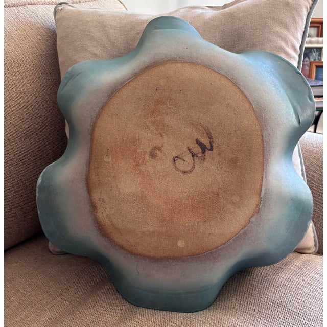Post Modern Ruffled Edge 1980’s Pastel Pottery Centerpiece For Sale - Image 4 of 6