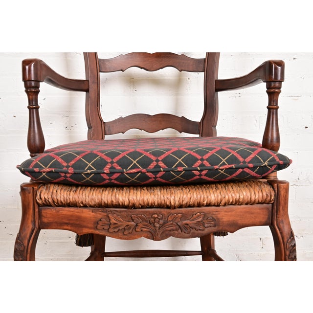 Wood Baker Furniture French Provincial Louis XV Carved Walnut Armchair or Dining Captain Chair For Sale - Image 7 of 11