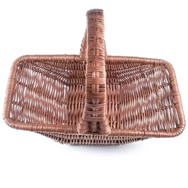 Shabby Chic Vintage Large Rectangle Market Basket For Sale - Image 3 of 8