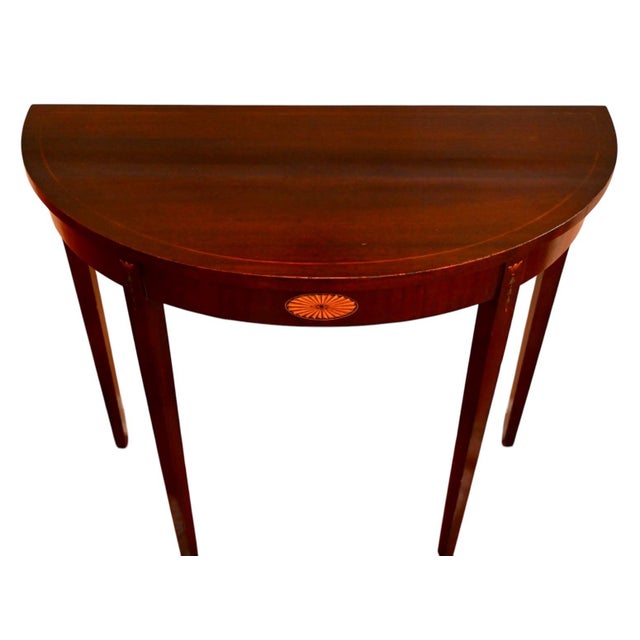 Traditional Antique Columbia Manufacturing Company Federal Style Demilune Table For Sale - Image 3 of 8