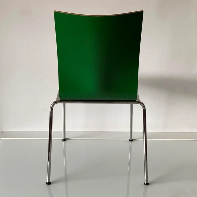 Metal Danish Green & White Side Chair by Erik Magnussen for Engelbrechts, 1990s For Sale - Image 7 of 18