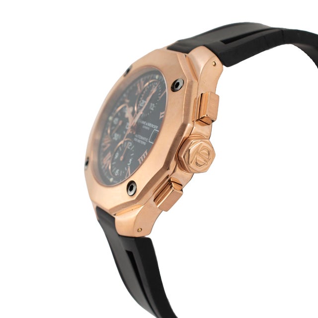 Modern Baume Et Mercier Riviera Chronometer 43mm 65586 18k Rose Gold Automatic Watch For Sale - Image 3 of 8