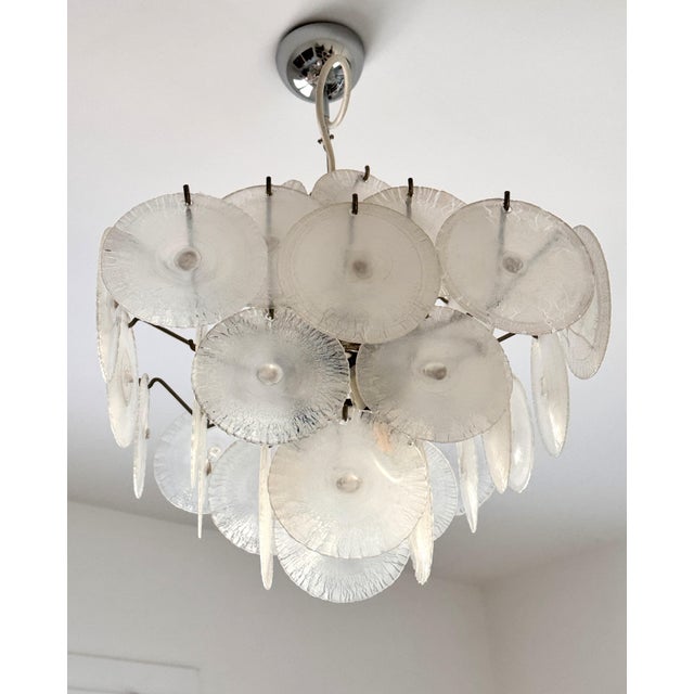 Mid-Century Modern Italian Murano Glass and Nickel Chandelier by Carlo Nason for Mazzega, 1970s For Sale - Image 3 of 17