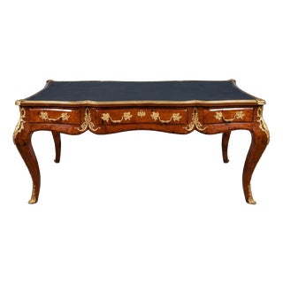 Louis XV Style Writing Desk in Burl Wood and Gilded Bronzes For Sale