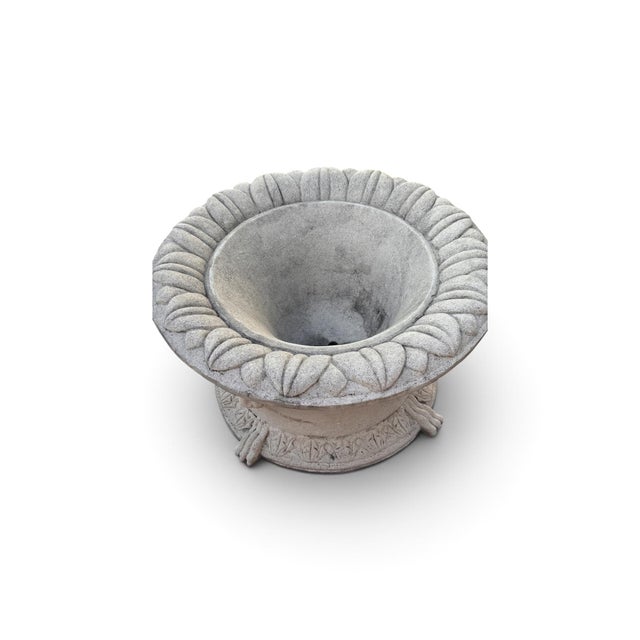 Vintage Neoclassical Cast Stone Lion Head Garden Planters For Sale - Image 9 of 9