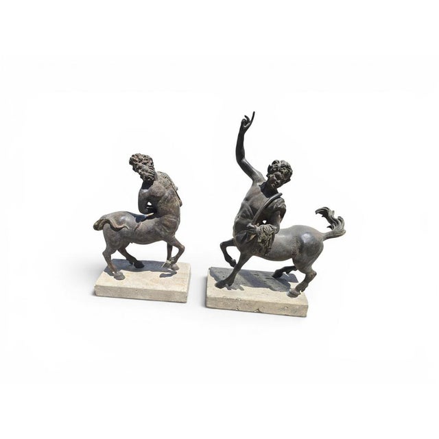 Patinated Centaur Sculptures, Bronzes on Marble Bases, Early 20th Century, Set of 2 For Sale - Image 3 of 14