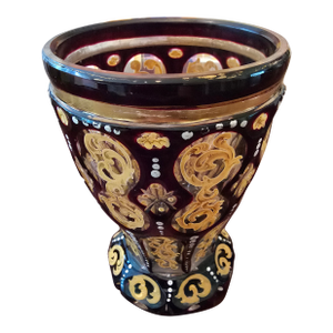 Antique Moser Bohemian Glass Ruby Gold Crystal Goblet