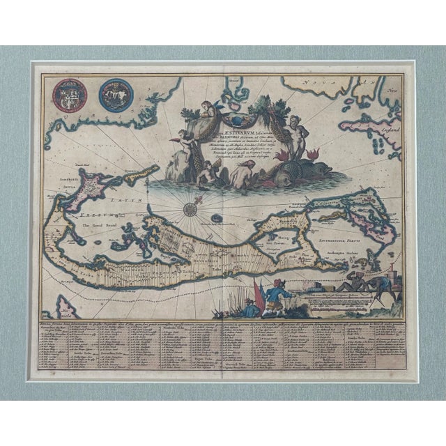 17th Century 1671 Map of Bermuda by John Ogilby, Framed For Sale - Image 5 of 6